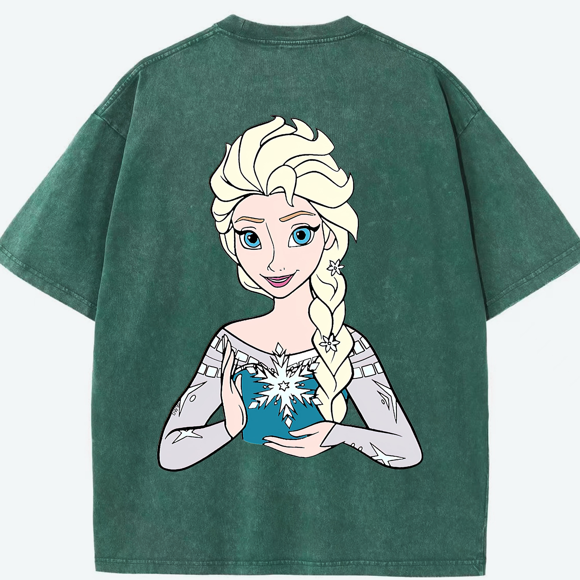 （画像用） アナと雪の女王 アンナ エルサ Frozen Anna Elsa 綿100% ヴィンテージ風 半袖Tシャツ（背面プリント）
